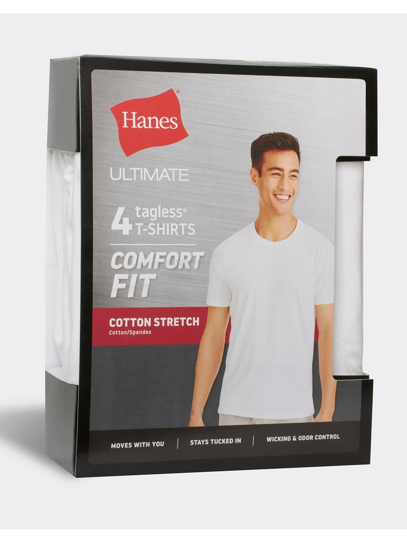 Hanes Ultimate Undershirt 4-Pack T-Shirt Mens Comfort Fit Stretch