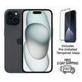 thumbnail image 1 of Restored Apple iPhone 15 A2846 (Fully Unlocked) 128GB Black w/ Pre-Installed Tempered Glass (Refurbished), 1 of 4
