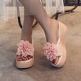 thumbnail image 4 of Dakaela Sandales Espadrilles à Plateforme Compensée pour Femmes, à Enfiler, Bout Ouvert, Talons Hauts, Sandales de Plage d'Été, 4 of 8