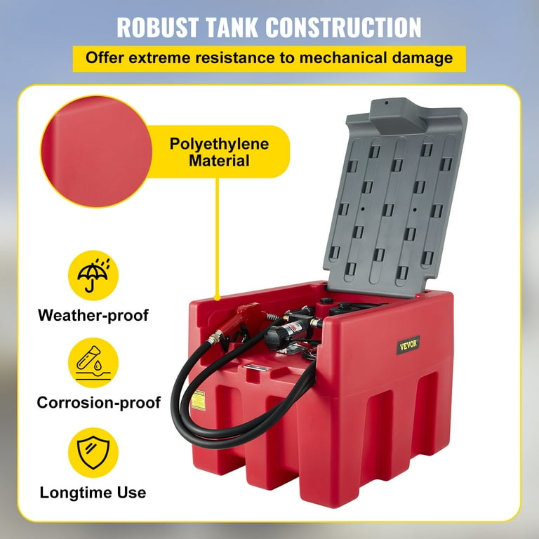 VEVOR Réservoir diesel portable, capacité de 120 litres, réservoir de  carburant diesel avec pompe de transfert électrique de 12 V, réservoir de  transfert diesel en polyéthylène pour un transport facile du carburant