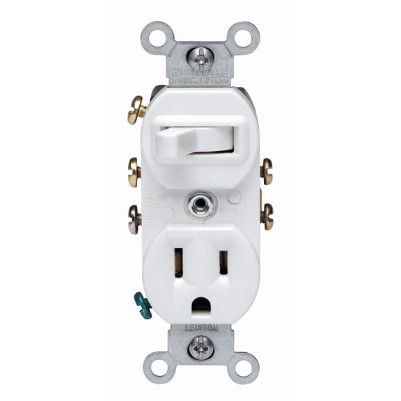 Leviton 032-05245-00W 120 Volt White 3-Way Combination Switch With Receptacle