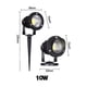thumbnail image 4 of Lámpara LED para jardín al aire libre, 5 W, 10 W, con punta de lámpara, resistente al agua, CA 85-265 V, CC 12 V, foco para camino, luz blanca cálida y verde, 4 of 5