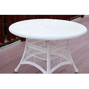 Jeco Resin Wicker 44 Round Dining Table in White