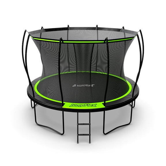 Jumpflex FLEX 12' Round Trampoline, Kids Outdoor Play Equipment with Safety Net & Ladder