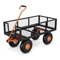 thumbnail image 1 of Heavy Duty 500 Lbs Capacity Steel Garden Cart, 3-In-1 Utility Metal Wagon, with Removable Mesh Sides to Convert Into Flatbed, 180° Rotating Handle and 10" Tires, 1 of 5
