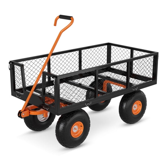 Garden Cart Wagon 3-in-1 Heavy Duty Steel – 1200 lbs Capacity, Removable Mesh Sides, 10"/13" All-Terrain Wheels – 180° Rotating Handle for Outdoor Yard Lawn Garden Utility