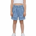 thumbnail image 3 of FAIWAD Girls Casual Denim Shorts Summer Elastic High Waisted Short Jeans with Pockets Straight Leg Shorts Daily Wear, 3 of 9
