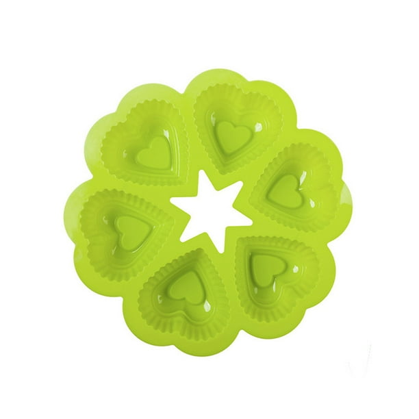 Molde de silicona con forma de corazón para cubitos de hielo, 6 rejillas, para tartas, gelatina, dulces, chocolate, utensilios de repostería, decoración (verde)