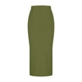 thumbnail image 3 of Tennis Skirts for Women Summer Skirt Classic Solid Color at the Waist with Slit Long Length for Daily Travel Army Green S, 3 of 5