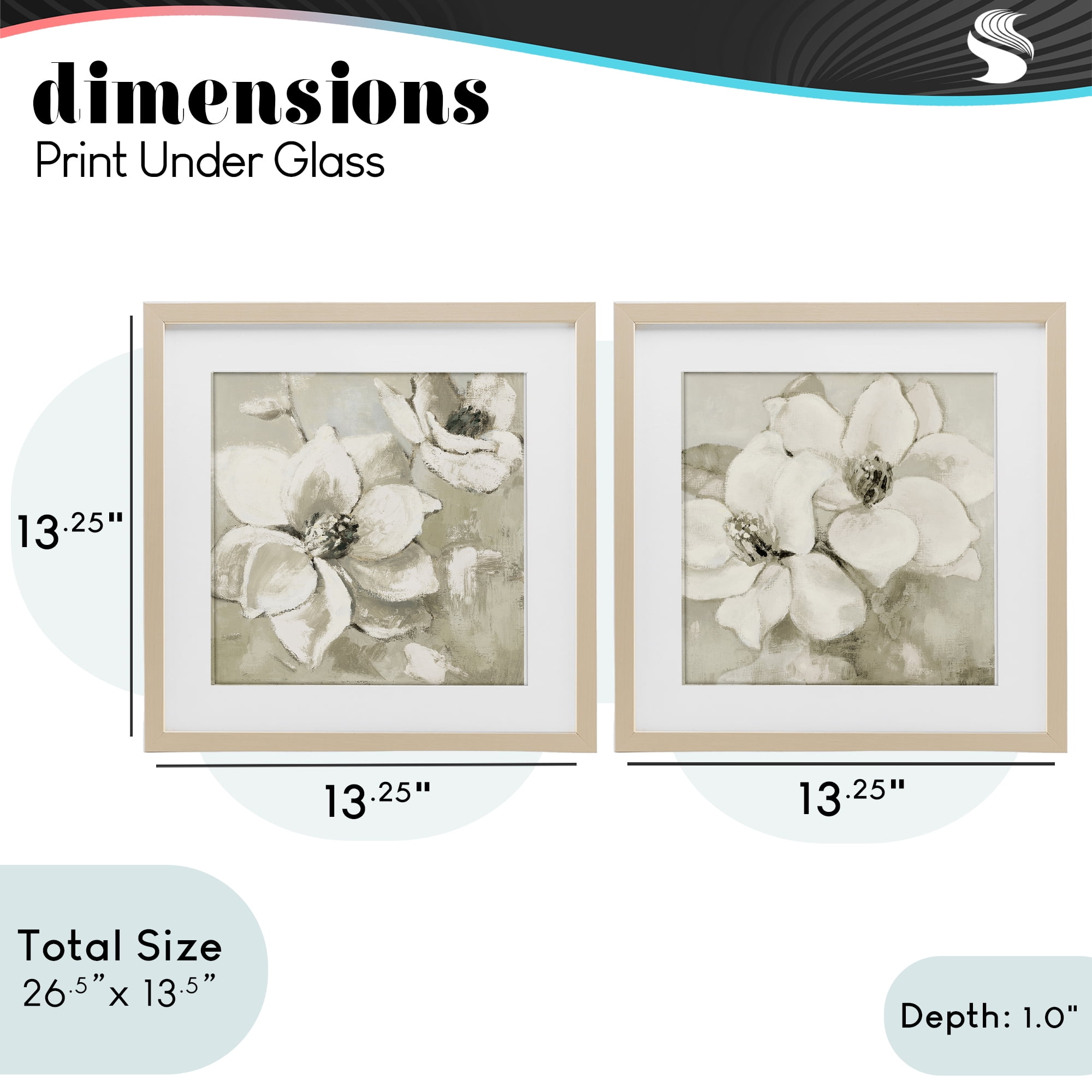 Stupell Industries Beige Magnolias after Rain 2 Piece Birch Framed Print Under Glass Set, design by Lanie Loreth