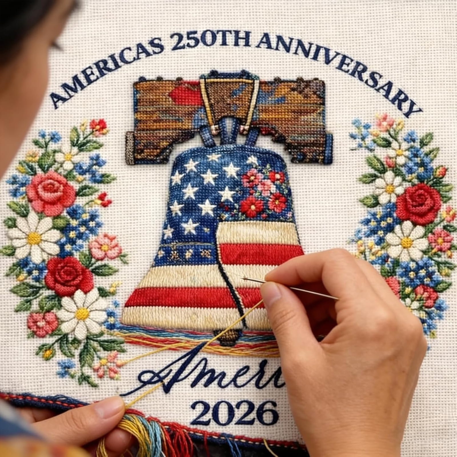 Cross Stitch Kit, 250Th Anniversary Of American Independence Day, Full Kit For Beginners Adults
