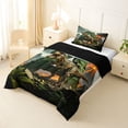 thumbnail image 3 of Metsweet Dino Green Letter A Twin Comforter Sets 2pcs, Volcano Tyrannosaurus Rex Bedding Set,Brown Orange,Black Reversible,1 Comforter and 1 Pillowcase, 3 of 6