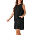 thumbnail image 4 of INSPIRE CHIC Women's Cotton Pajama 2 Piece Set Loose High Stretch Tank Top Shorts Sleepwear Plus Size M-3XL L Black, 4 of 6