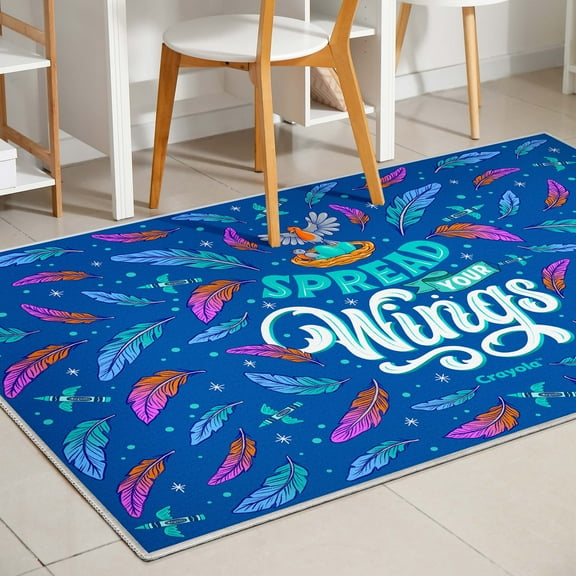 Crayola Spread Your Wings 3'3" x 5' Blue Area Rug by Well Woven