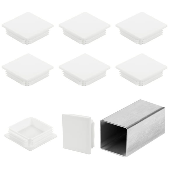 Uxcell 3 1/8" (80mm) Square Tubing End Caps, 8 Pcs Plastic Hole Plugs Insert End Cap for Metal Tubing, White
