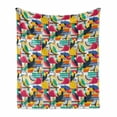 thumbnail image 1 of Birds Soft Flannel Fleece Throw Blanket, Futuristic Design of Contrast Colored Toucan Cockatoo Parrot Flamingo and Pelican, Cozy Plush for Indoor and Outdoor Use, 60" x 80", Multicolor, by Ambesonne, 1 of 6
