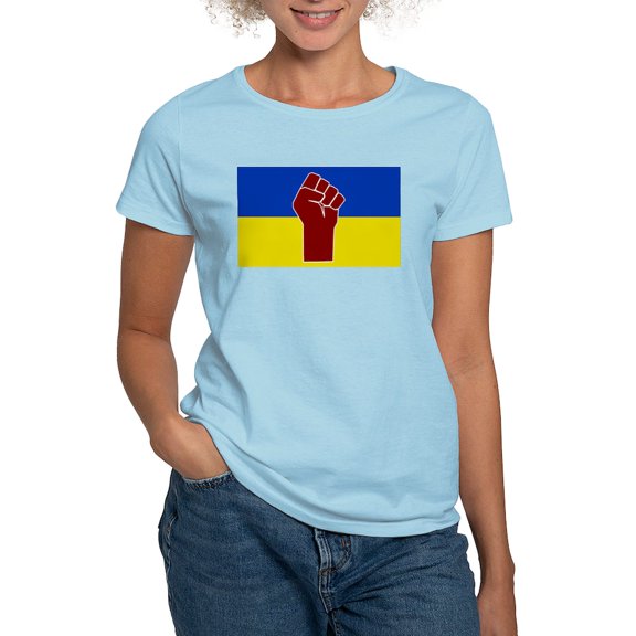 CafePress - Ukrainian Flag With Fist T Shirt - Women's Classic T-Shirt