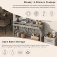 thumbnail image 5 of S-HOME Modern Design Acacia Veneer Console Table 60 Inch with 4 Drawers Farmhouse Entryway Table, for Living Room and Hallway, Grey, 5 of 13