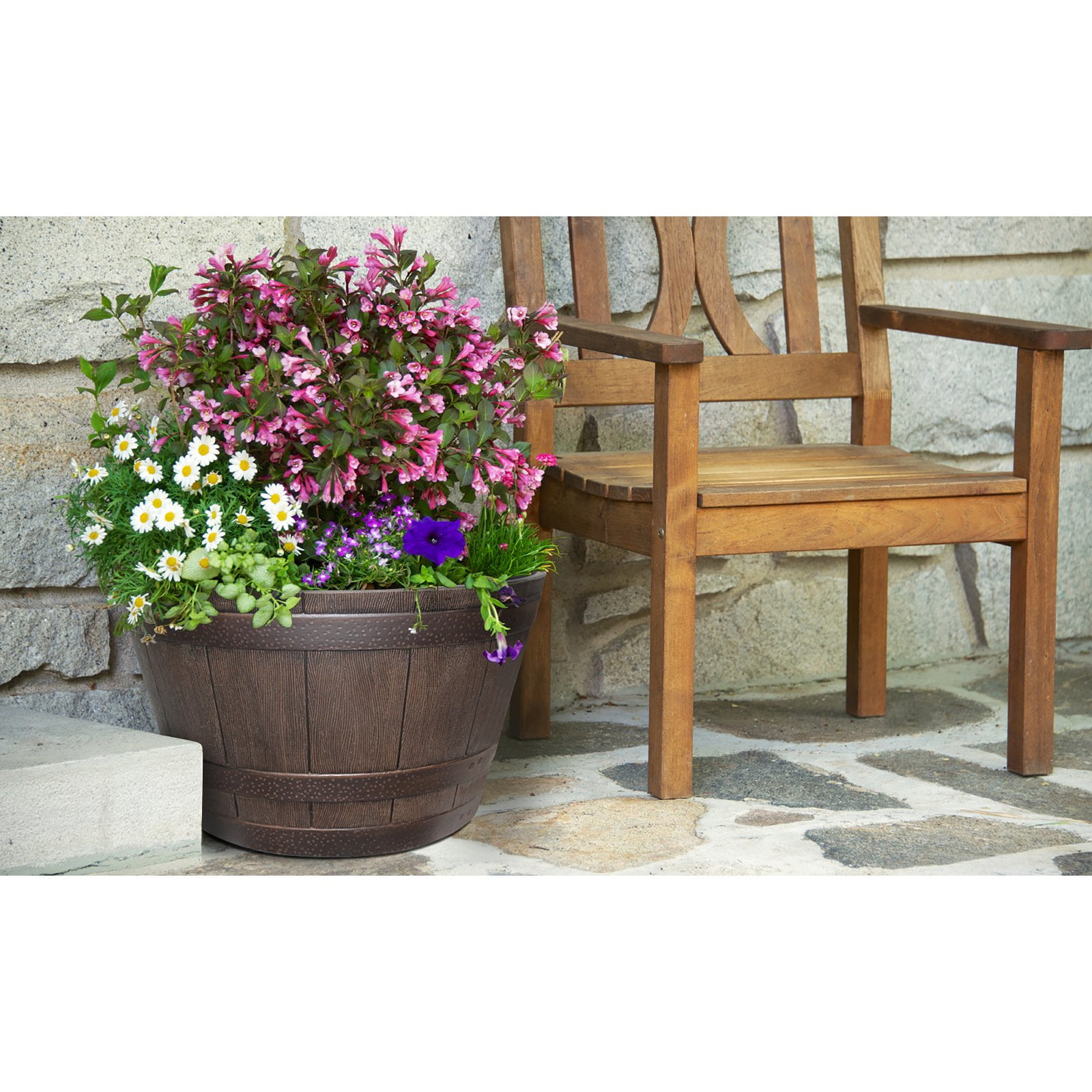 Southern Patio Magic Pot 13 in. x 13 in. 10 qt. Rustic Brown Resin