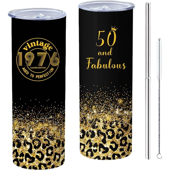 1976 Tumbler 20oz Tumbler with Lid and Straw - 50th Birthday Gifts for Women Travel Mug for Mothers Day Mom Grandma Daughter