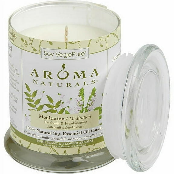 Aroma Naturals Soy VegePure®, Medium Glass Soy Pillar Candle, Patchouli & Frankincense, 8.8 oz (260 g)