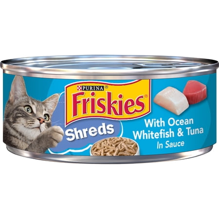 Friskies Wet Cat Food, Shreds With Ocean Whitefish & Tuna in Sauce, 5.5 oz. Can