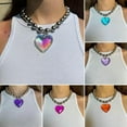thumbnail image 6 of K-KED Love Heart Necklace Big Glass Heart Pendant Chain Choker Neck Delicate Jewelry Gifts-Green, 6 of 9