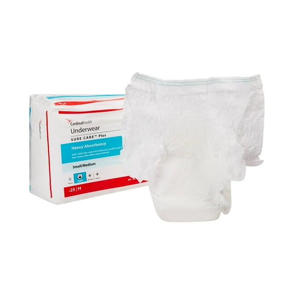 Sure Care Plus Disposable Underwear Pull On with Tear Away Seams Medium, 1605R, 49, 100 Ct