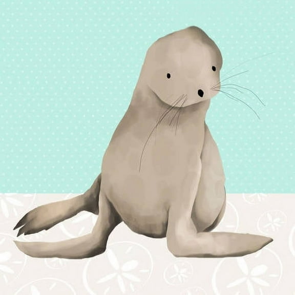 Oopsy Daisy Sam the Sea Lion Canvas Wall Art in Aqua
