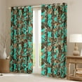 thumbnail image 2 of Rustic Lodge Window Curtain Set of 2 Panels,Farmhouse Woods Teal Camouflage Camo Window Curtain,Jungle Trees Brown Maple Leaves Nature Curtain for Teens Adults Bedroom Decor,42Wx84L Inches, 2 of 6