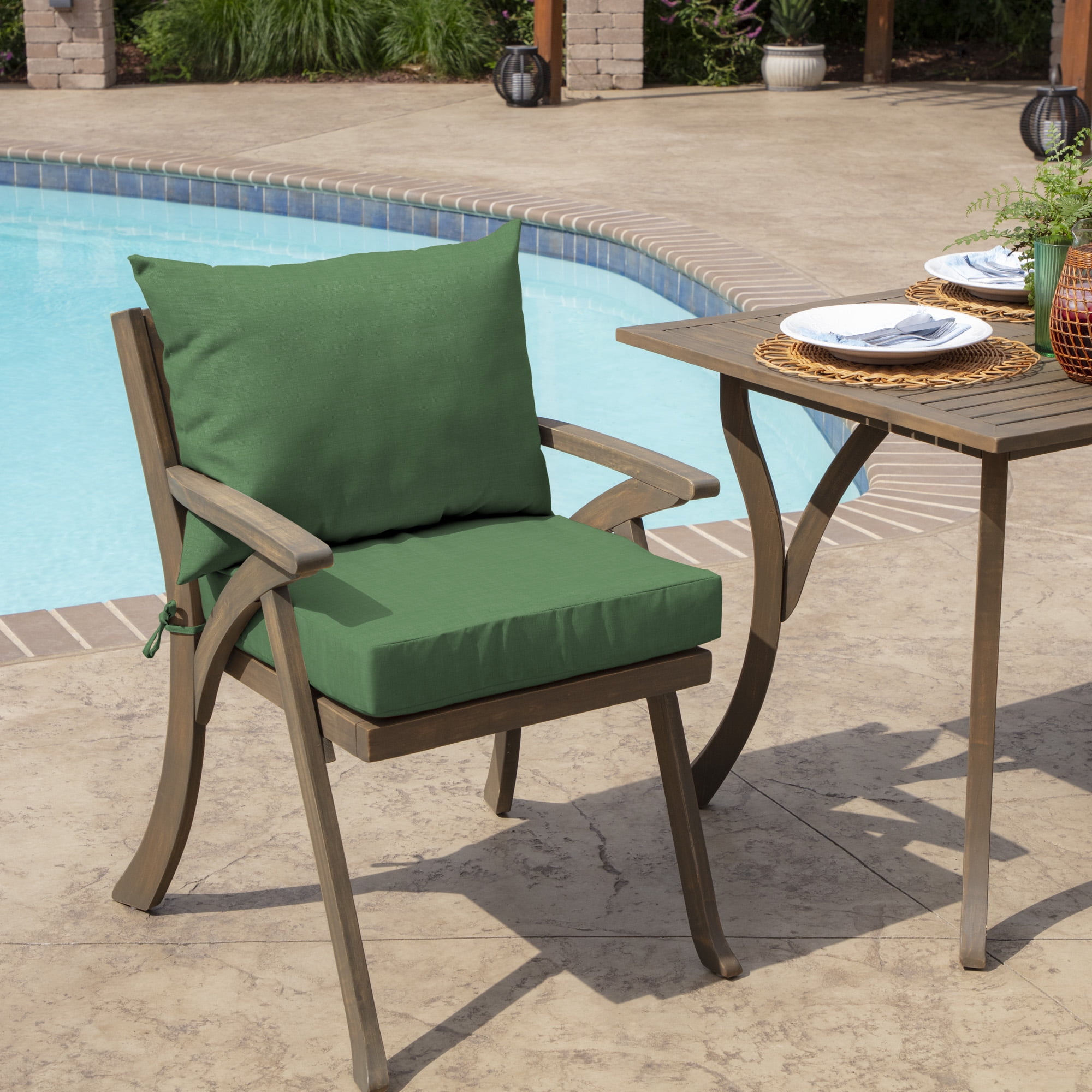 ARDEN Outdoor Dining Chair Cushion, 21 x 21, Water Repellent, Fade Resistant 21 x 21, Moss Green Leala