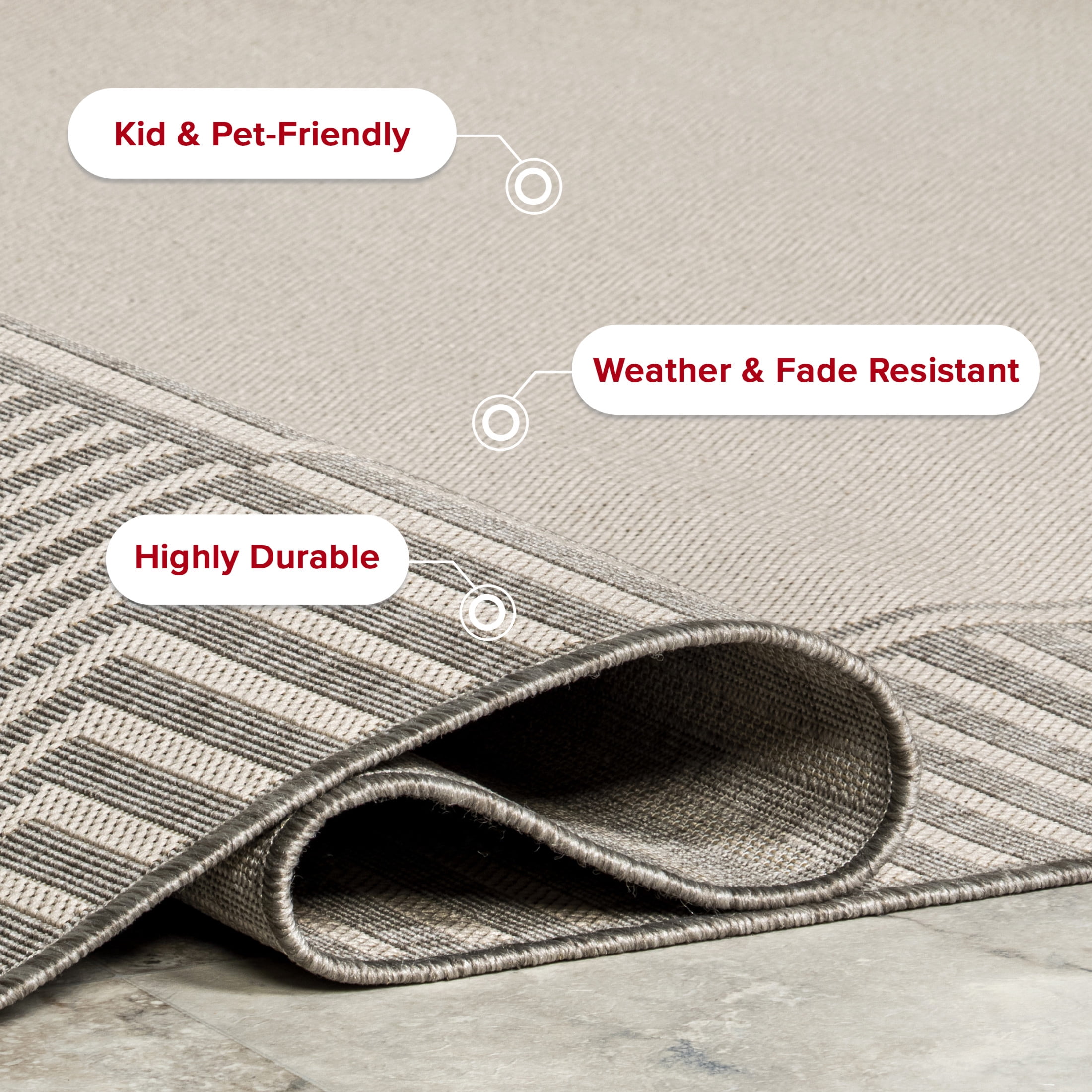 nuLOOM Asha Simple Striped Indoor/Outdoor Area Rug, 2' x 8', Runner, Asha Light Grey