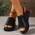 thumbnail image 2 of Platform Wedge Sandals for Women Open Toe Slingback Heels Comfortable Soft Footbed Buckle Ankle Strap Walking Shoes Black Size 8.5, 2 of 8