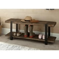thumbnail image 4 of Alaterre Furniture Modesto 48" Solid Wood Entryway Bench with Storage Shelf, Rustic Natural Finish with Black Metal Legs and Strap Accent, Farmhouse Accent Bench for Entryway or Dining, 4 of 9