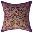 thumbnail image 2 of Stylo Culture Ethnic Chair Seat Throw Pillow Covers 12 x 12 Jacquard Peacock Purple Square 30cm x 30cm Home Decor Brocade Elephant Zippered Cushion Covers | Set Of 5, 2 of 4