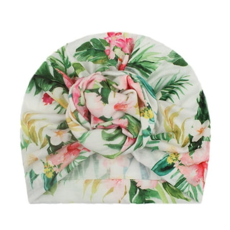 

Baby Floral Print Hat Cap Beanie Bow Headband Hair Headwear Accessories