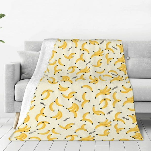 Fotbe Banana Manta de Franela Acolchonada con Estampado, Súper Suave y Esponjosa, Extra Grande para Sofá, Cama, Uso Todo el Año-80"x60"