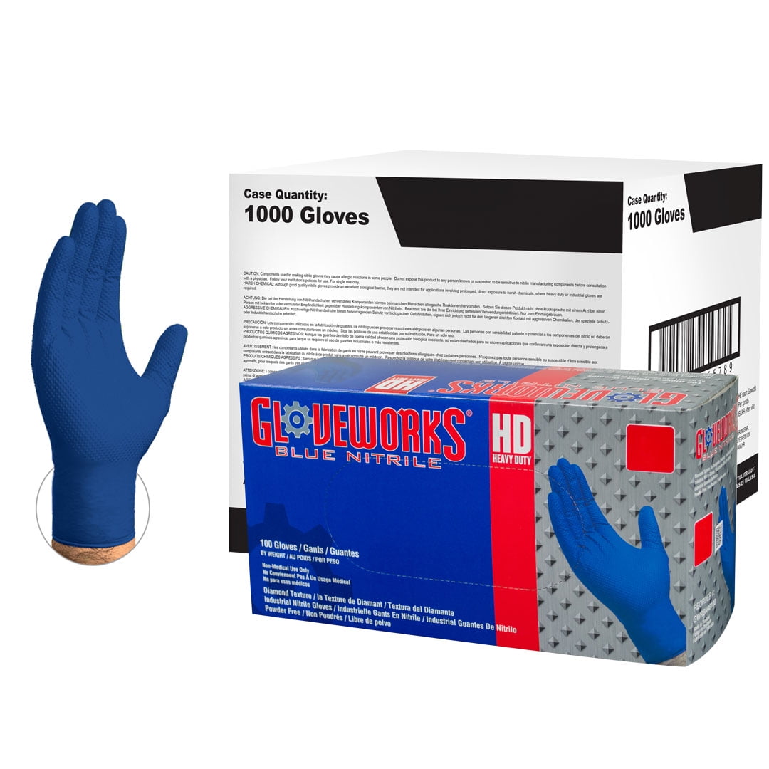 Gloveworks Heavy Duty Nitrile Latex Free Industrial Disposable Gloves