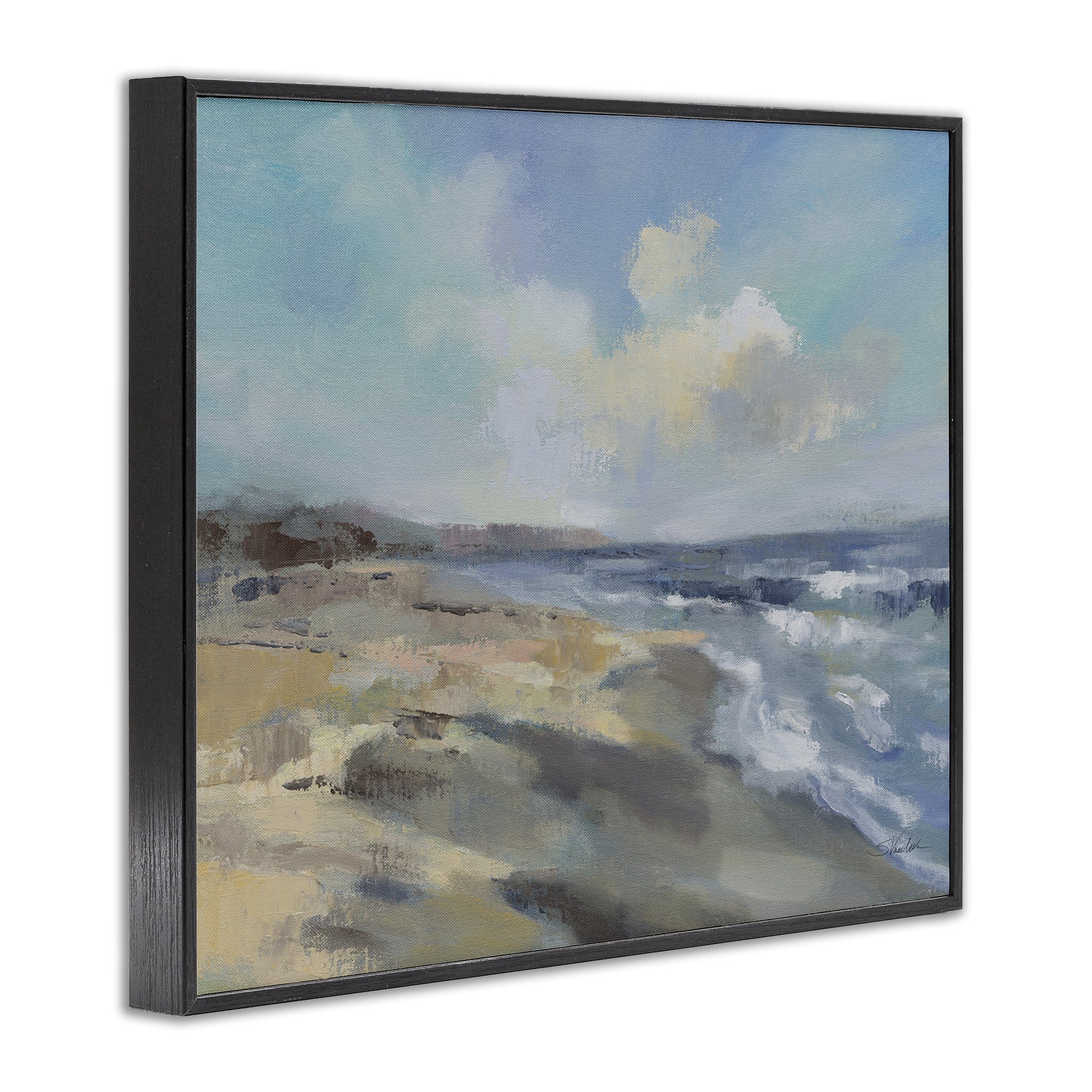 Stupell Industries Serene Morning Beach Waves Black Framed Giclee Art, design by Silvia Vassileva