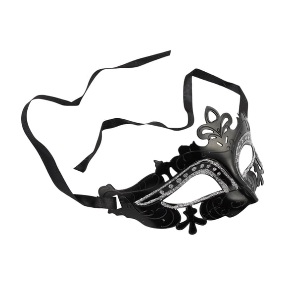 Unique Bargains 1 Pc Electroplated Half-face Party Mask Black Plastic