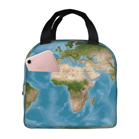 Insulated Lunch Bag for Women Men - Earth View World Map Leakproof Cooler Lunch Box for Women Men  Lunch Tote Bags for Work School Picnic Travel