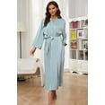 thumbnail image 2 of HEARTNICE Women's Silk Full-length Robe, Soft Satin Lightweight Bathrobe,(Grey Green,2XL), 2 of 6