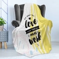 thumbnail image 4 of Love What You Do Soft Flannel Fleece Blanket, Retro Memphis Pattern with Inspirational Typography Colorful Arrangement, Cozy Plush for Indoor and Outdoor Use, 70" x 90", Multicolor, by Ambesonne, 4 of 5