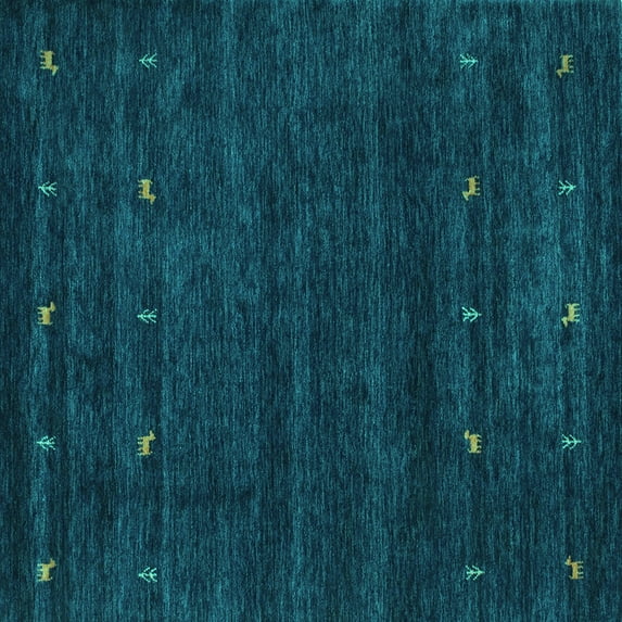 Ahgly Company Indoor Square Abstract Turquoise Blue Contemporary Area Rugs, 6' Square