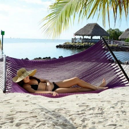 Large Soft Spun Polyester Plum Purple Caribbean Hammock with FREE Hanging Hardware