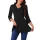 thumbnail image 1 of INSPIRAR CHIC Blusas Básicas de Mujer con Cuello en V y Manga 3/4 con Bolsillos, Corte Suelto, Color Negro, 1 of 5