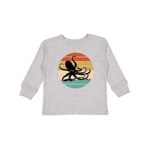 Inktastic Octopus Vintage Sunset Boys or Girls Long Sleeve Toddler T-Shirt