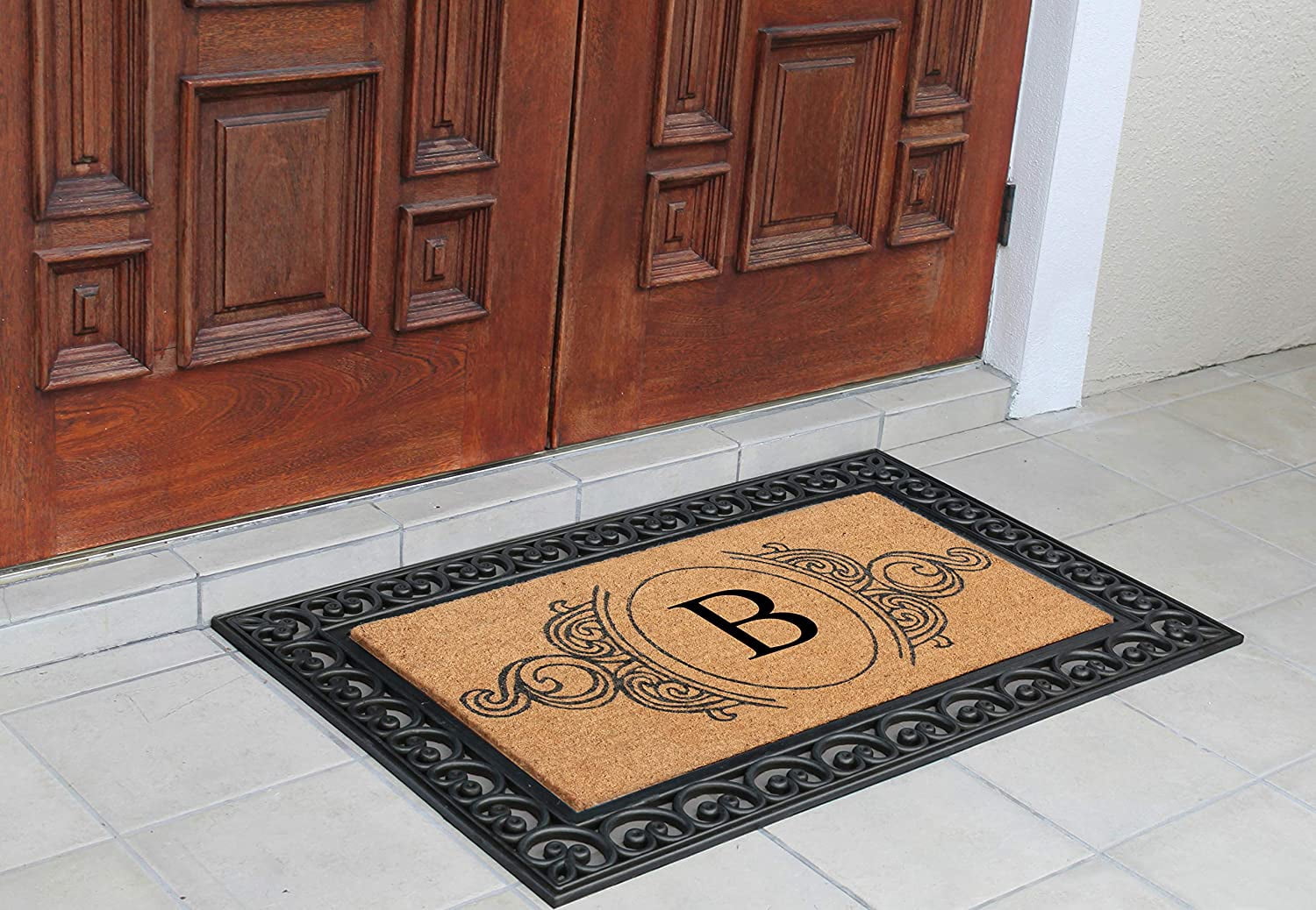 A1HC Rubber and Coir Doormat 30" x 48", Standard Double / Single Front Door Mat for Outdoor Entrance, Personalized Monogrammed Non-Slip Entrymat