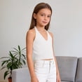thumbnail image 7 of GiLiling Girls Ribbed Tank Top Summer Sleeveless Crop Top Cute Casual Beach Vacation Camisole (White, 12-18 Months), 7 of 7
