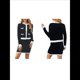 thumbnail image 2 of Conjunto de 2 Piezas de Cárdigan Estilo Preppy para Mujer, Falda, Top de Punto Informal de Larga con Botones y Falda Ajustada. Negro L, 2 of 6